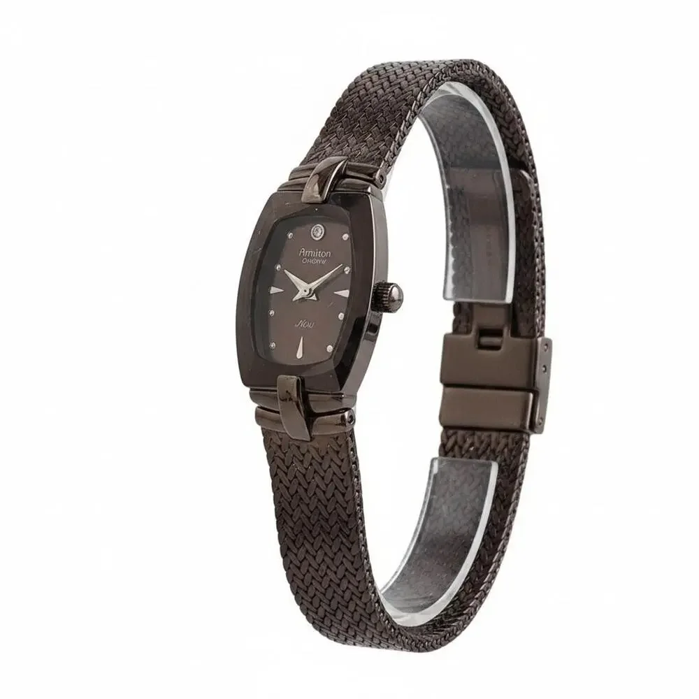 Armitron Womens Watch Brown Dial 25mm Brown Case Mesh Bracelet Quartz Diamond